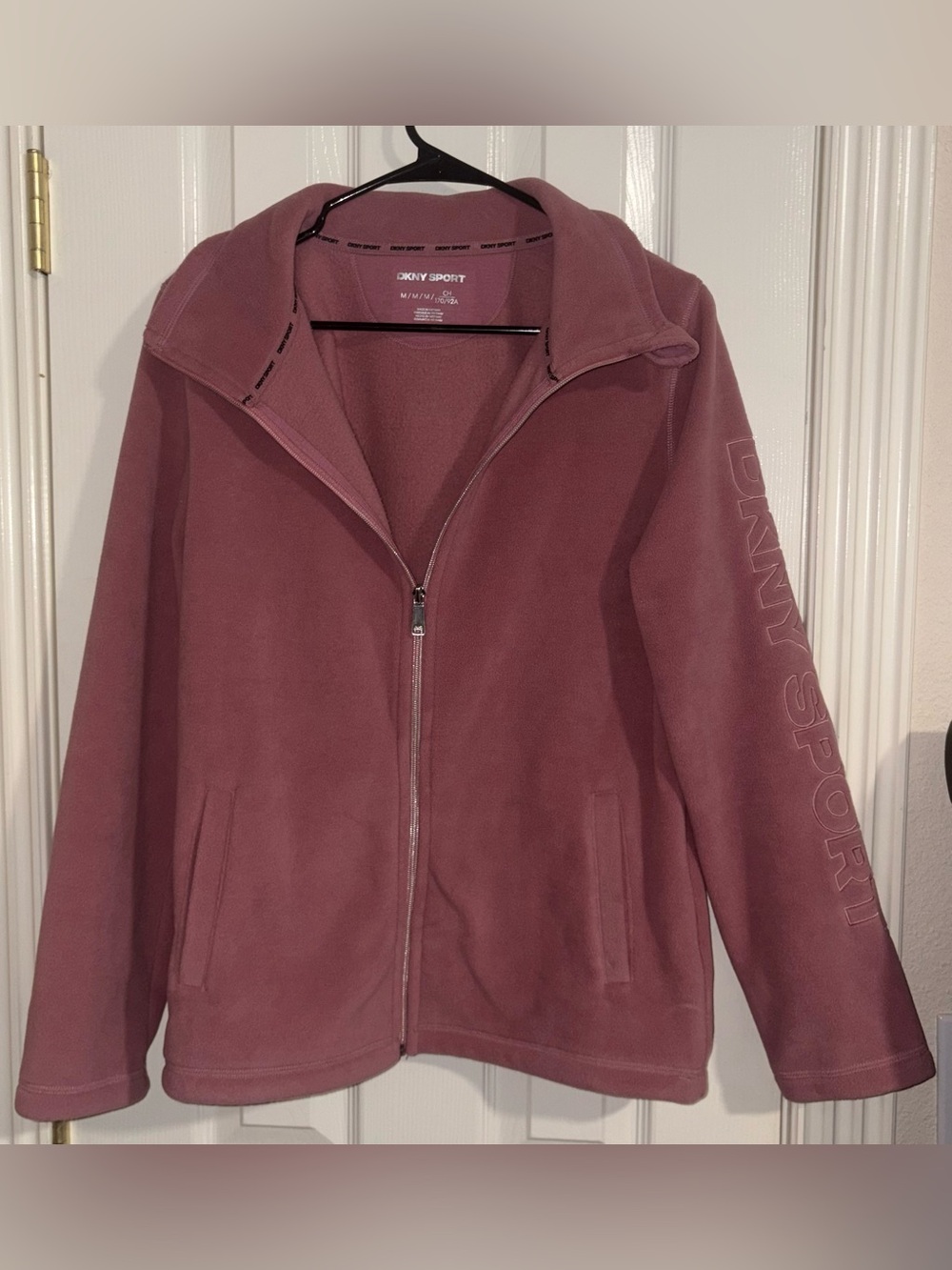 DKNY Sport Women's Mauve Zip-Front Teddy Jacket